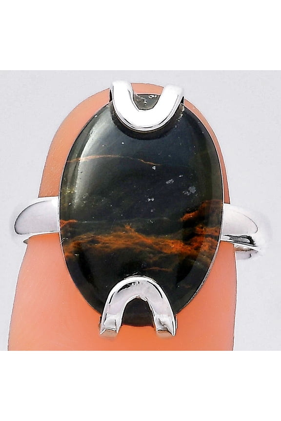 Natural Turkish Rainforest Chrysocolla 925 Silver Ring s.8 Jewelry R-1479 SDR247065