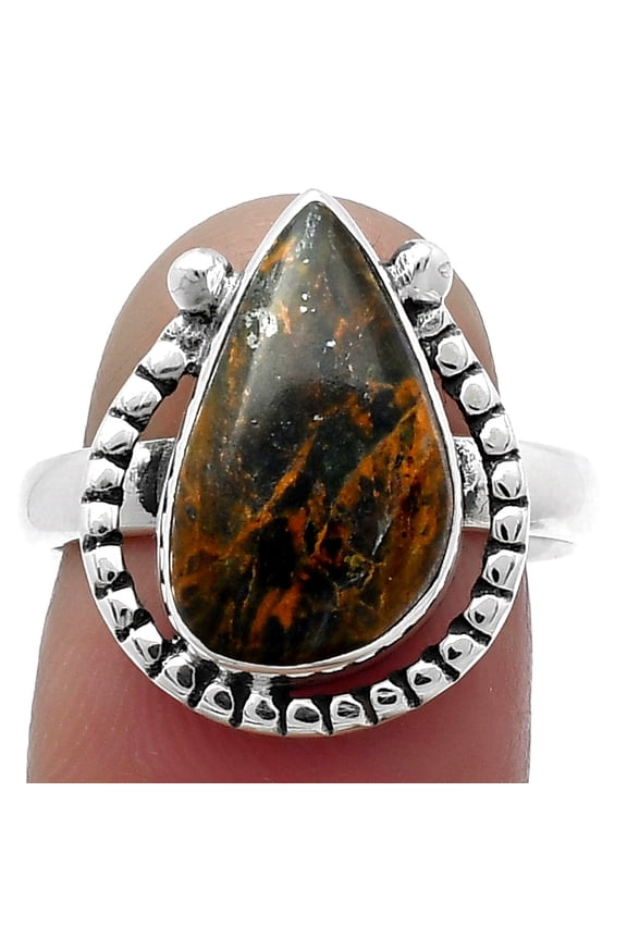 Natural Turkish Rainforest Chrysocolla 925 Silver Ring s.8 Jewelry R-1518 SDR159446