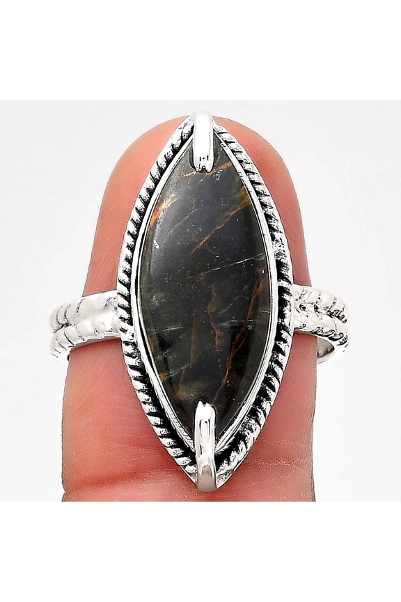 Natural Turkish Rainforest Chrysocolla 925 Silver Ring s.8 Jewelry R-1635 SDR246521