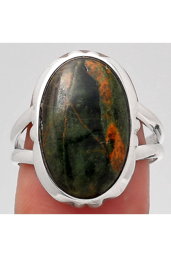 Natural Turkish Rainforest Chrysocolla 925 Silver Ring s.8 Jewelry R-1657 SDR246585