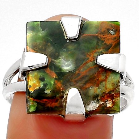 Natural Turkish Rainforest Chrysocolla 925 Silver Ring s.9 Jewelry R-1305 SDR157714