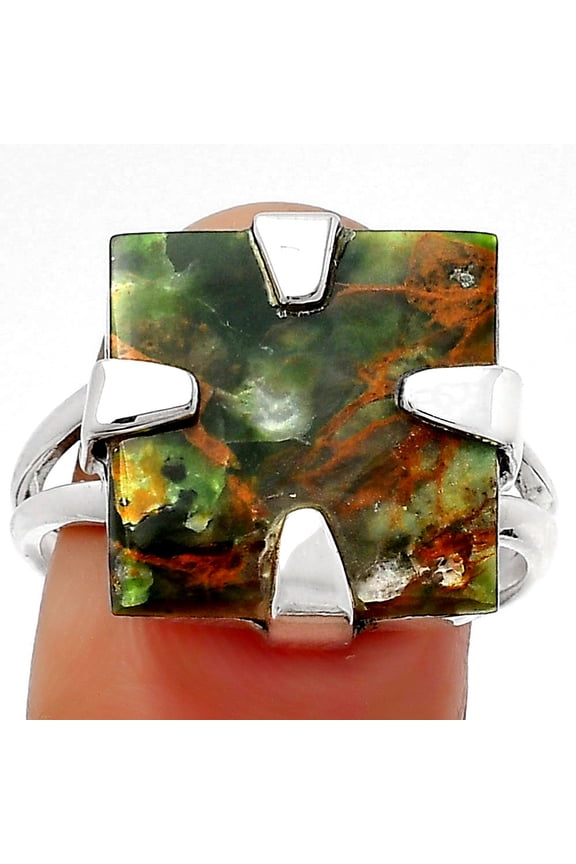 Natural Turkish Rainforest Chrysocolla 925 Silver Ring s.9 Jewelry R-1305 SDR157714