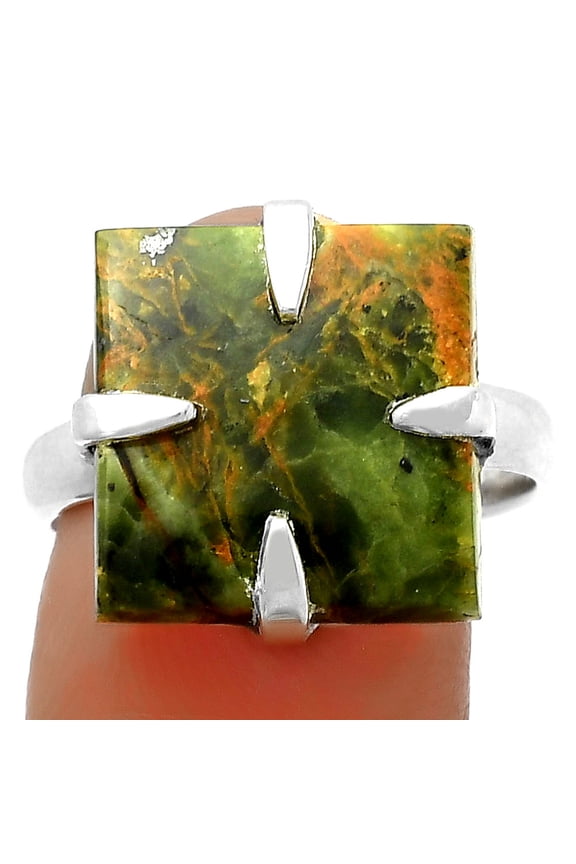 Natural Turkish Rainforest Chrysocolla 925 Silver Ring s.9 Jewelry R-1305 SDR172381