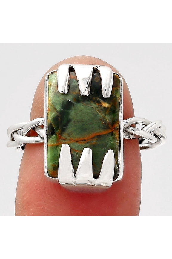 Natural Turkish Rainforest Chrysocolla 925 Silver Ring s.9 Jewelry R-1650 SDR246608