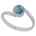 thumbnail image 1 of Natural Turquoise 6mm Cabochon Round Shape Gemstone in Beautiful Bypass Style Shank Handmade 925 Sterling Solid Silver Ring For Women, 1 of 2