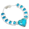thumbnail image 1 of Natural Turquoise,Blue Topaz Gemstone 925 Sterling Silver Gift Necklace 18", 1 of 2
