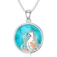 thumbnail image 1 of Natural Turquoise Cat Necklace for Women 925 Sterling Silver 1.2mm Cable Chain and Pendant Genuine Turquoise Jewelry Gifts, 1 of 6