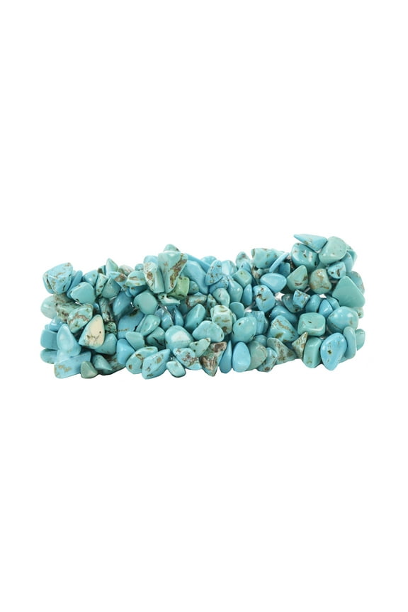Natural Turquoise Gemstone Bead Fashion Bracelet 6 Strand Reiki Stone Jewelry