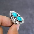 thumbnail image 1 of Natural Turquoise Gemstone Handmade 925 Sterling Silver Gift Ring Size 5.5, 1 of 4