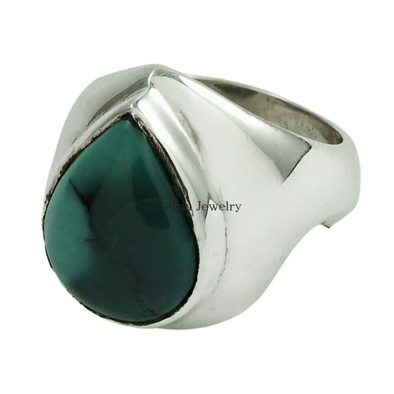 Natural Turquoise Gemstone Ring 925 Sterling Silver Handmade Jewelry for Women Birthstone Size 7
