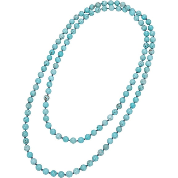 Natural Turquoise Long Beaded Necklace Wrap Bracelet Handmade Jewelry for Women Men