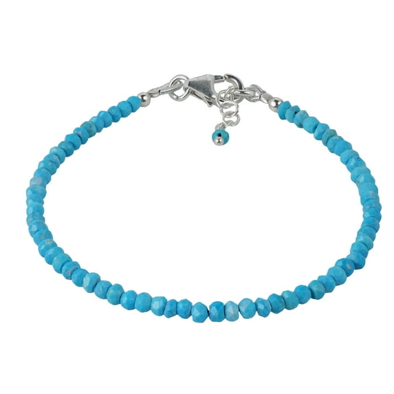 Natural Turquoise Lucky Blue Stone .925 Silver Bracelet