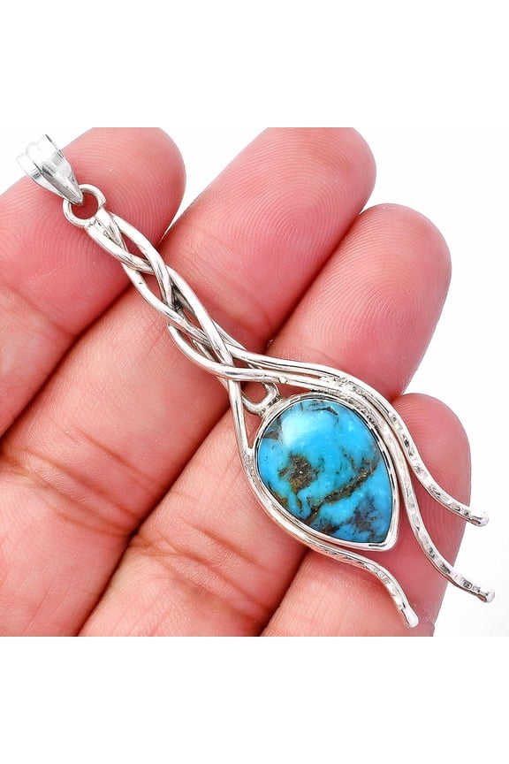 Natural Turquoise Morenci Mine 925 Sterling Silver Pendant Jewelry P-1728 SDP146252