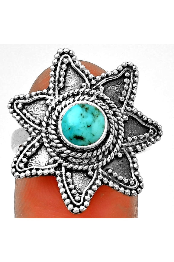 Natural Turquoise Morenci Mine 925 Sterling Silver Ring s.7.5 Jewelry R-1146 SDR191682