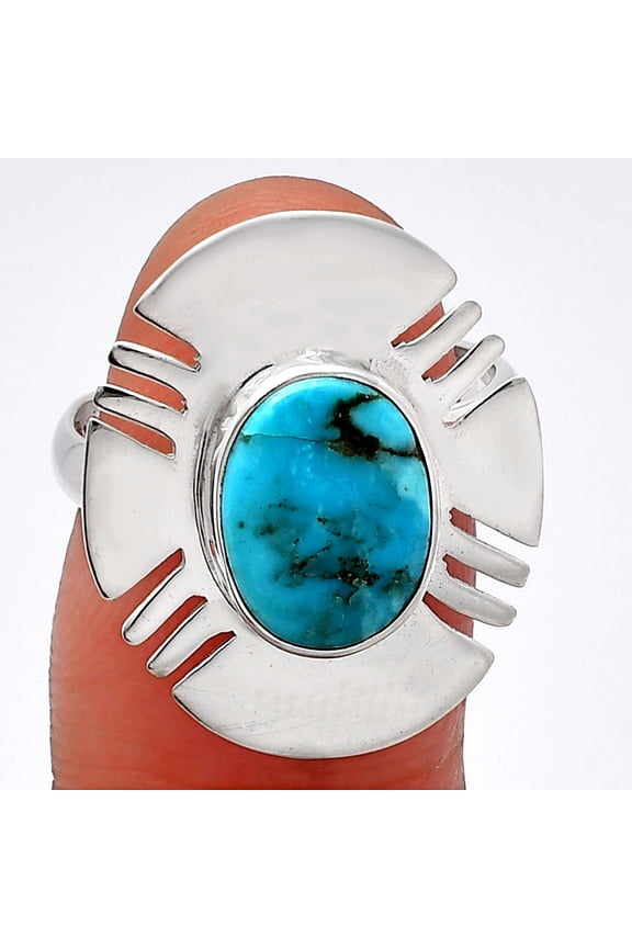 Natural Turquoise Morenci Mine 925 Sterling Silver Ring s.7 Jewelry R-1240 SDR226479