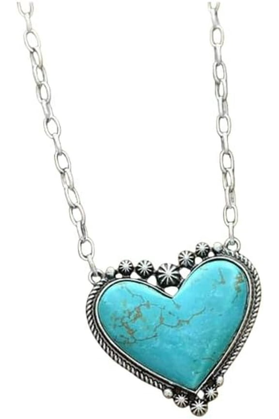 Natural Turquoise Necklace Bohemian West Jewelry Cross Lightning Love Necklace