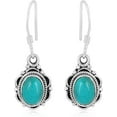 thumbnail image 1 of Natural Turquoise Oval Gemstone Handmade 925 Sterling Silver Dangle Earrings | Vibrant Blue Jewelry, 1 of 6