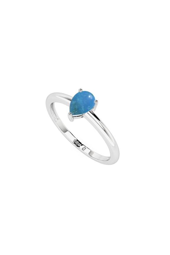 Natural Turquoise Pear Shape Rings in Sterling Silver for Women, December Birthstone Jewelry for Her Birthday, Wedding Anniversary, Christmas, Mothers Day