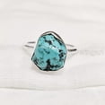 thumbnail image 1 of Natural Turquoise Ring, Rough Turquoise Ring, December Birthstone, Plain Band Ring, 925 Sterling Silver, Womens Ring, Christmas, Thanksgiving, Handmade, Statement Jewelry, Rough Gemstone Jewelry, 1 of 5