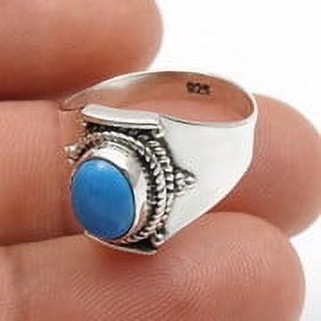 Natural Turquoise Statement Women Gift Ring Size 9 925 Sterling Silver