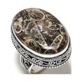 thumbnail image 1 of Natural Turtilla Fossil Gemstone Handmade 925 Sterling Silver Ring Size 8, 1 of 2
