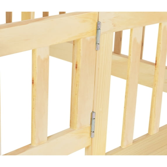 Natural Twin Over Floor Bunk Bed With Slide And Door - Stylish Rails Made Of Quality Pine