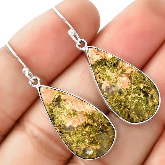 Natural Unakite 925 Sterling Silver Earrings Jewelry E-1001 SDE68771