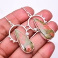 thumbnail image 1 of Natural Unakite & White Topaz Designer 925 Sterling Silver Earring 2.11" E3, Gemstone Silver Jewelry, New Year Sale, Valentin's Day Gift, 1 of 2