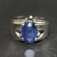 thumbnail image 1 of Natural Unheated Blue Sapphire Neelam Stone Elegant Style Ring for Men and Women in 925 Sterling Silver Birhstone Gift, 1 of 3