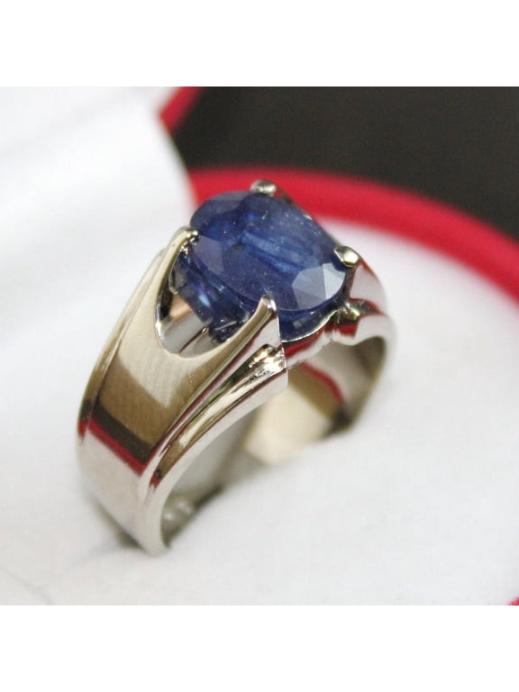 Natural Unheated Blue Sapphire Neelam Stone Elegant Style Ring for Men and Women in 925 Sterling Silver Birhstone Gift
