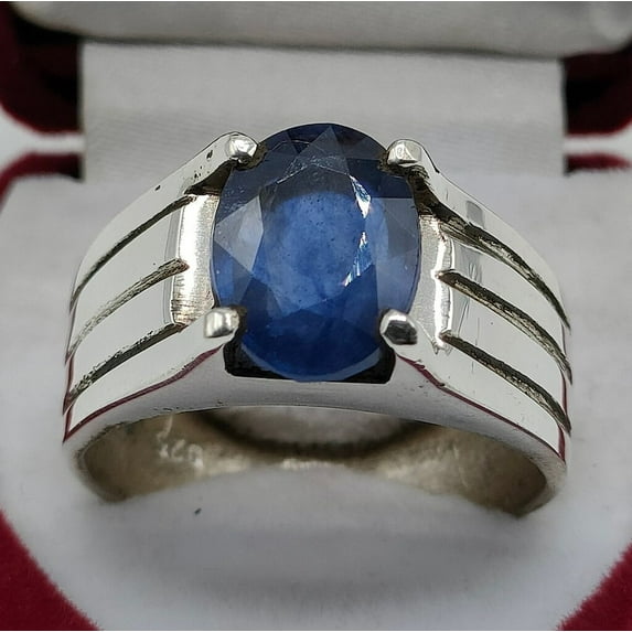Natural Unheated and Untreated Sri lankan Blue Sapphire, Neelam Ring for Men and Women, 925 Sterling Silver Handmade Ring, For Her and Him Birhstone Gift