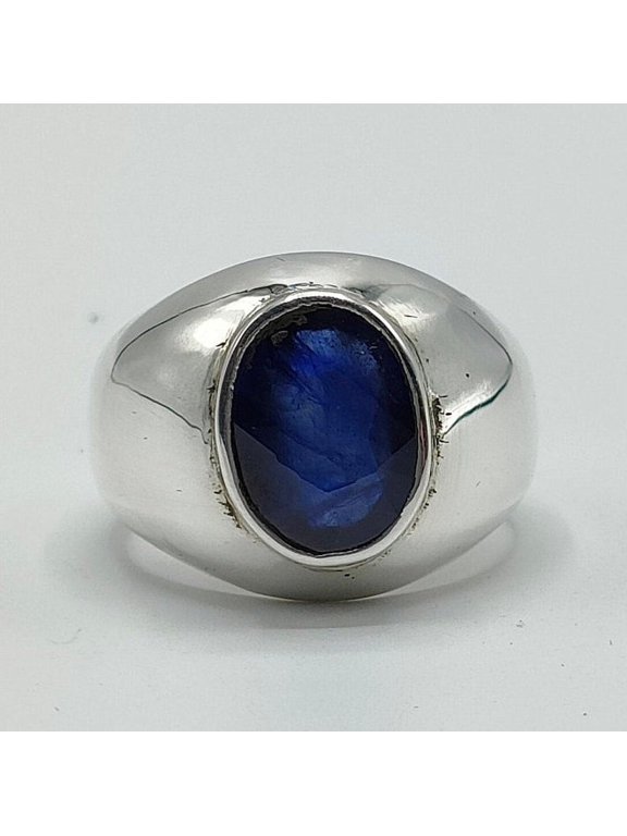 Natural Unheated and Untreated Ceylon Blue Sapphire Neelam Stone Elegant Style Ring for Men and Women in 925 Sterling Silver Handmade Ring