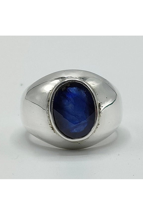 Natural Unheated and Untreated Ceylon Blue Sapphire Neelam Stone Elegant Style Ring for Men and Women in 925 Sterling Silver Handmade Ring