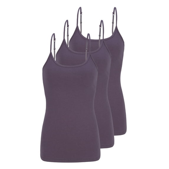 Natural Uniform Women's Camisole Cotton Stretch Slim-Fit Cami Soft and Breathable Undershirt with Adjustable Strap Tank Top Multi Pack of 3 (Charcoal) Small