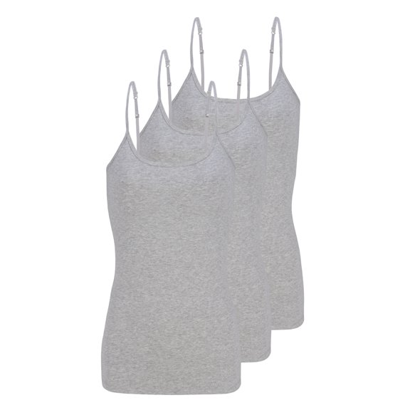 Natural Uniform Women's Camisole Cotton Stretch Slim-Fit Cami Soft and Breathable Undershirt with Adjustable Strap Tank Top Multi Pack of 3 (Heather Charcoal) X-Small