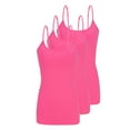 thumbnail image 1 of Natural Uniform Women's Camisole Cotton Stretch Slim-Fit Cami Soft and Breathable Undershirt with Adjustable Strap Tank Top Multi Pack of 3 (Neon Pink) Medium, 1 of 1