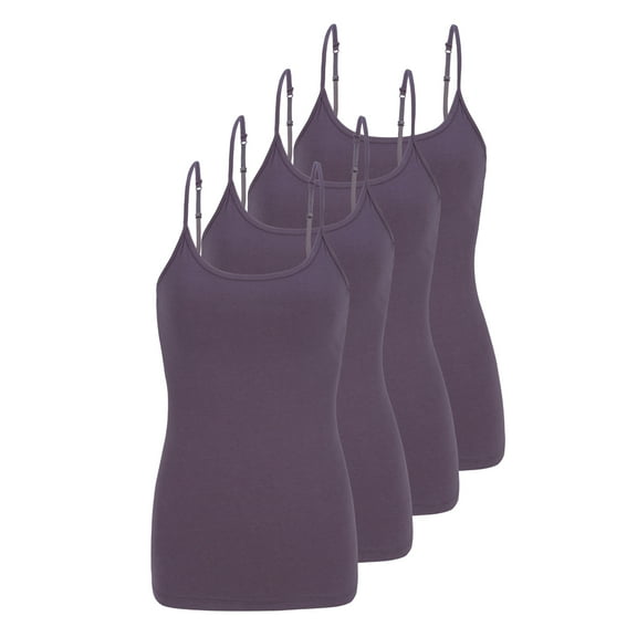 Natural Uniform Women's Camisole Cotton Stretch Undershirt with Adjustable Strap Tank Top 4 Pack (Charcoal) Large