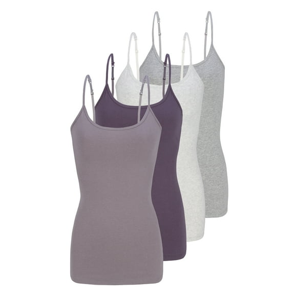 Natural Uniform Women's Camisole Cotton Stretch Undershirt with Adjustable Strap Tank Top 4 Pack (Grey, Charcoal, Hc, Hg) Medium