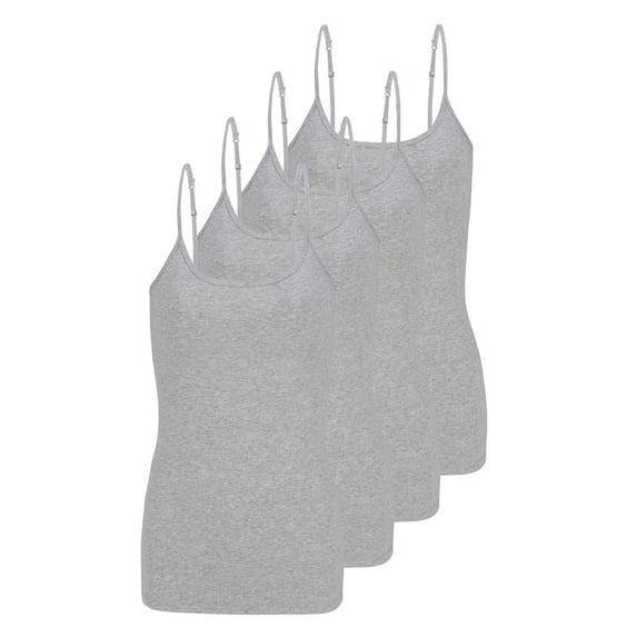 Natural Uniform Women's Camisole Cotton Stretch Undershirt with Adjustable Strap Tank Top 4 Pack (Heather Charcoal) Large