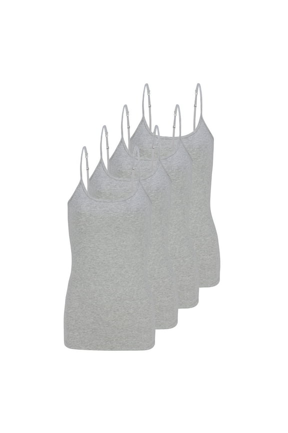 Natural Uniform Women's Camisole Cotton Stretch Undershirt with Adjustable Strap Tank Top 4 Pack (Heather Charcoal) X-Large