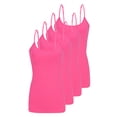 thumbnail image 1 of Natural Uniform Women's Camisole Cotton Stretch Undershirt with Adjustable Strap Tank Top 4 Pack (Neon Pink) Small, 1 of 8
