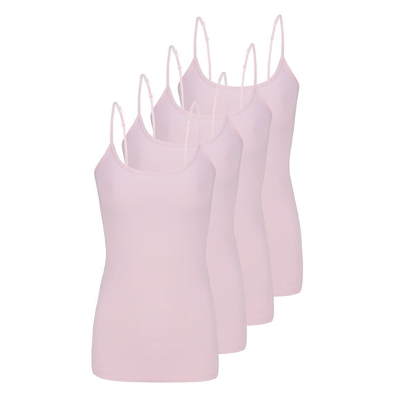 Natural Uniform Women's Camisole Cotton Stretch Undershirt with Adjustable Strap Tank Top 4 Pack (Pink) X-Large