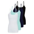 thumbnail image 1 of Natural Uniform Women's Camisole Cotton Stretch Undershirt with Adjustable Strap Tank Top 4 Pack (White, Aqua, True Navy Blue, Black) X-Large, 1 of 8