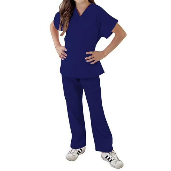 Natural Uniforms Kid's Unisex V-Neck Scrub Top & Elastic Scrub Pant Set