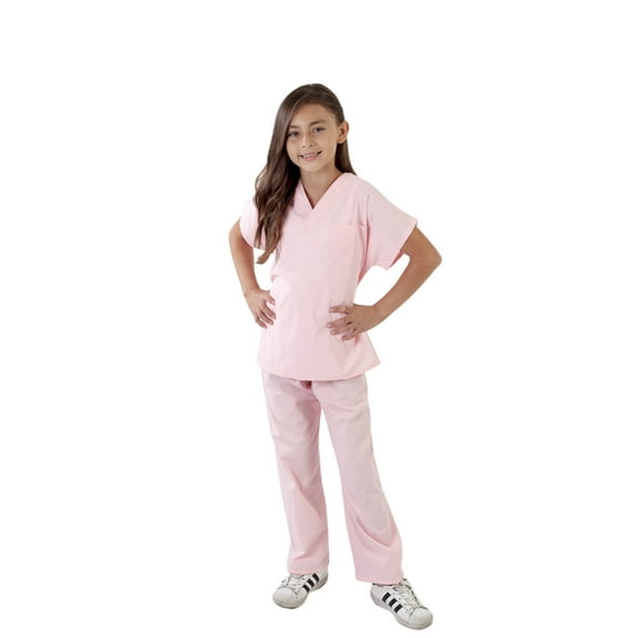 Natural Uniforms Kid's Unisex V-Neck Scrub Top & Elastic Scrub Pant Set