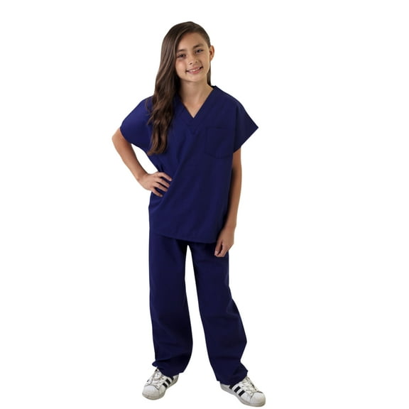 Natural Uniforms Kid's Unisex V-Neck Scrub Top & Elastic Scrub Pant Set