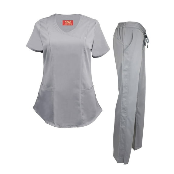 Natural Uniforms Kid's Unisex V-Neck Scrub Top & Elastic Scrub Pant Set