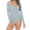thumbnail image 1 of Natural Uniforms Long Sleeve Scoop Neck Body Suit--Breathable Cotton Stretch(Heather Charcoal, X-Small), 1 of 6