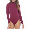 thumbnail image 1 of Natural Uniforms Long Sleeve Turtle Neck Body Suit-Breathable Cotton Stretch Leotard(Burgundy, Large), 1 of 6