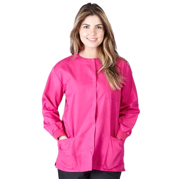 Natural Uniforms Medical Scrub Jacket G102 (Hot Pink, Large)
